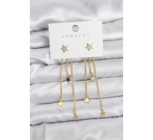 Yıldız Model Gold Renk Pirinç Sallantılı Kadın Küpe - TJ-BKP11463