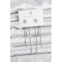 Çiçek Model Gümüş Pirinç Sallantılı Kadın Küpe TJ-BKP11464