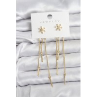 Çiçek Model Gold Pirinç Sallantılı Kadın Küpe TJ-BKP11465