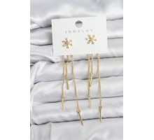 Çiçek Model Gold Pirinç Sallantılı Kadın Küpe - TJ-BKP11465