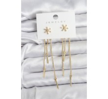 Çiçek Model Gold Pirinç Sallantılı Kadın Küpe - TJ-BKP11465