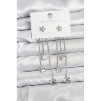 Papatya Model Gümüş Renk Pirinç Sallantılı Kadın Küpe TJ-BKP11466