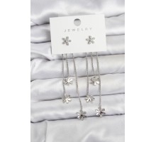 Papatya Model Gümüş Renk Pirinç Sallantılı Kadın Küpe - TJ-BKP11466