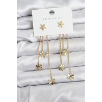 Papatya Model Gold Renk Pirinç Sallantılı Kadın Küpe TJ-BKP11467