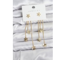 Papatya Model Gold Renk Pirinç Sallantılı Kadın Küpe - TJ-BKP11467