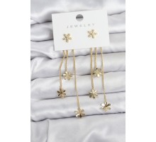 Papatya Model Gold Renk Pirinç Sallantılı Kadın Küpe - TJ-BKP11467