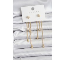 Topçuk Model Gold Renk Pirinç Sallantılı Kadın Küpe Seti - TJ-BKP11469