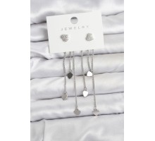 Kalp Model Gümüş Renk Pirinç Sallantılı Kadın Küpe - TJ-BKP11470