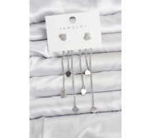 Kalp Model Gümüş Renk Pirinç Sallantılı Kadın Küpe - TJ-BKP11470