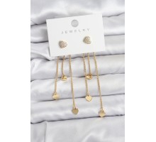 Kalp Model Gold Renk Pirinç Sallantılı Kadın Küpe - TJ-BKP11471