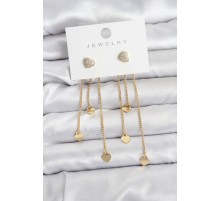 Kalp Model Gold Renk Pirinç Sallantılı Kadın Küpe - TJ-BKP11471