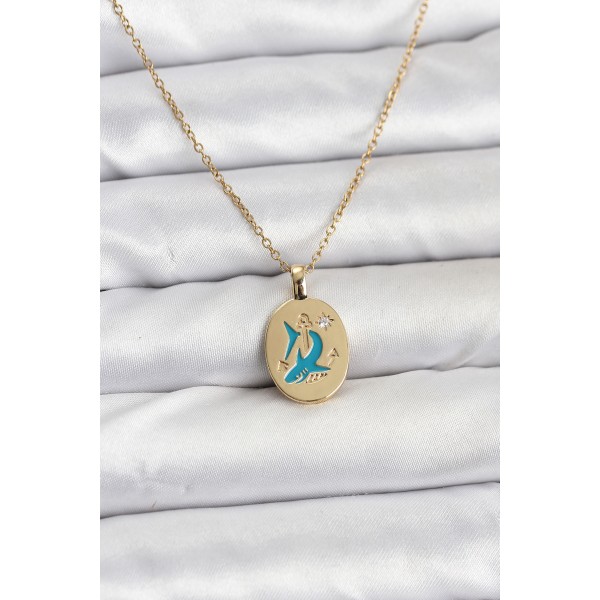 316L Çelik Zincir Gold Renk Shark Figür Kadın Kolye - TJ-BKO10753