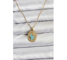 316L Çelik Zincir Gold Renk Kelebek Figür Kadın Kolye - TJ-BKO10755