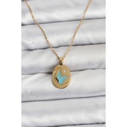 316L Çelik Zincir Gold Renk Kelebek Figür Kadın Kolye TJ-BKO10755