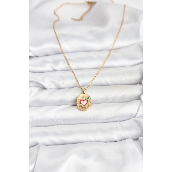 316L Çelik Zincir Gold Renk Kalp Figürlü Kadın Kolye - TJ-BKO10757
