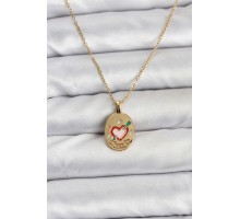 316L Çelik Zincir Gold Renk Kalp Figürlü Kadın Kolye - TJ-BKO10757