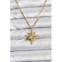 316L Çelik Zincir Gold Renk Kutup Yıldızı Model 60 cm Zincir Kadın Kolye TJ-BKO10759