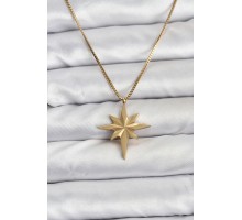 316L Çelik Zincir Gold Renk Kutup Yıldızı Model 60 cm Zincir Kadın Kolye - TJ-BKO10759