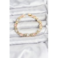 Lotus Model Pirinç Gold ve Pembe Renk Kadın Bileklik - TJ-BB8146