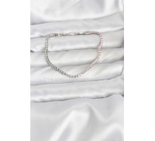 Pembe ve Beyaz Zirkon Taşlı Gümüş Renk Su Yolu Kadın Bileklik - TJ-BB8149
