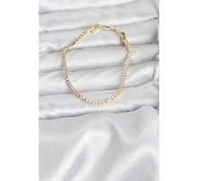 Pembe ve Beyaz Zirkon Taşlı Gold Renk Su Yolu Kadın Bileklik - TJ-BB8150