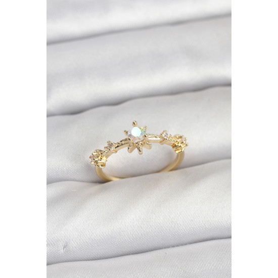 Gold Renk Pirinç Yıldız Model Kadın Yüzük - TJ-BYK3913