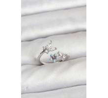 Pirinç Gümüş Renk Kelebek Model Kadın Yüzük - TJ-BYK3914