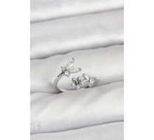 Pirinç Gümüş Renk Kelebek Model Kadın Yüzük - TJ-BYK3914