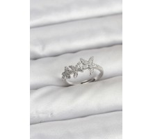 Pirinç Yıldız Model Gümüş Renk Kadın Yüzük - TJ-BYK3916