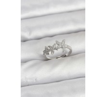 Pirinç Yıldız Model Gümüş Renk Kadın Yüzük - TJ-BYK3916