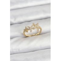 Pirinç Yıldız Model Gold Renk Kadın Yüzük TJ-BYK3917