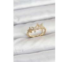 Pirinç Yıldız Model Gold Renk Kadın Yüzük - TJ-BYK3917