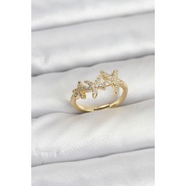 Pirinç Yıldız Model Gold Renk Kadın Yüzük TJ-BYK3917