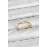 Kelebek Model Gold Renk Pirinç Kadın Yüzük TJ-BYK3921