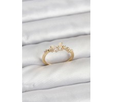 Kelebek Model Gold Renk Pirinç Kadın Yüzük - TJ-BYK3921
