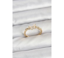 Kelebek Model Gold Renk Pirinç Kadın Yüzük - TJ-BYK3921