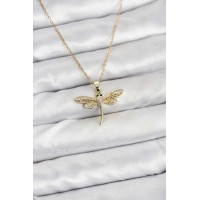 316L Çelik Zincir Gold Renk Yusufçuk Model Kadın Kolye TJ-BKO10761