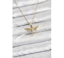 316L Çelik Zincir Gold Renk Yusufçuk Model Kadın Kolye - TJ-BKO10761