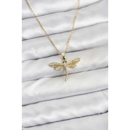 316L Çelik Zincir Gold Renk Yusufçuk Model Kadın Kolye TJ-BKO10761
