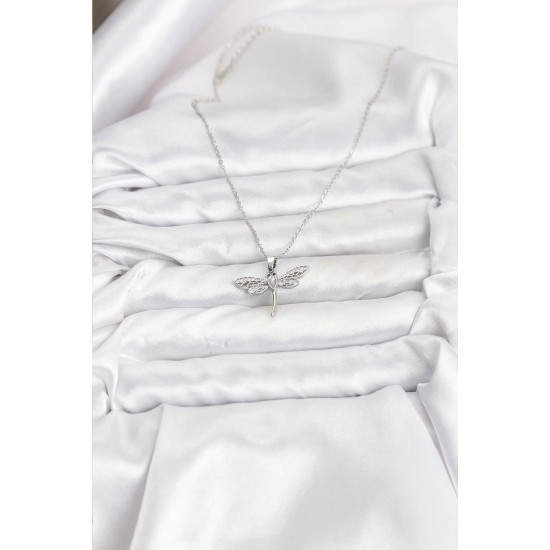 316L Çelik Zincir Gümüş Renk Yusufçuk Model Kadın Kolye - TJ-BKO10762