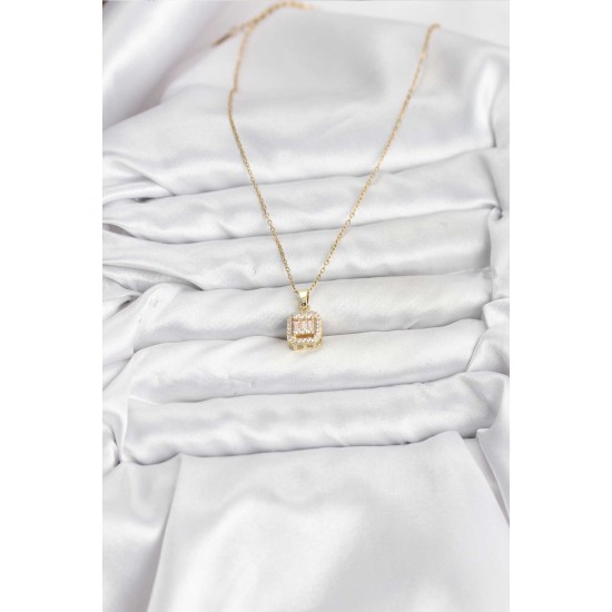 316L Çelik Zincir Gold Renk Baget Model Kadın Kolye - TJ-BKO10763