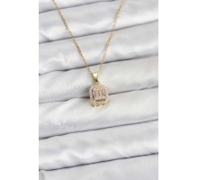 316L Çelik Zincir Gold Renk Baget Model Kadın Kolye - TJ-BKO10763