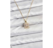 316L Çelik Zincir Gold Renk Baget Model Kadın Kolye - TJ-BKO10763