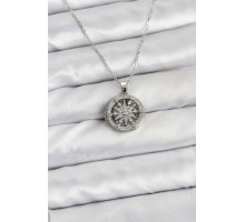 316L Çelik Zincir Gümüş Renk Kutup Yıldızı Kapaklı Model Kadın Kolye - TJ-BKO10774