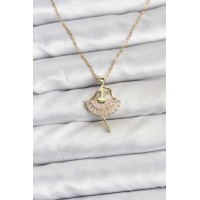 316L Çelik Zincir Gold Renk Balerin Model Kadın Kolye TJ-BKO10775
