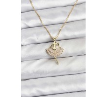 316L Çelik Zincir Gold Renk Balerin Model Kadın Kolye - TJ-BKO10775