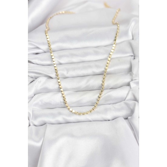316L Çelik Zincir Gold Renk Ezme Zincir Model 65 cm Kadın Kolye - TJ-BKO10778
