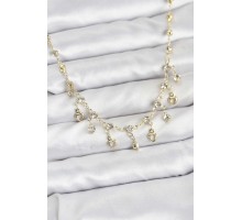 316L Çelik Zincir Gold Renk Zirkon Taşlı Kadın Kolye - TJ-BKO10785