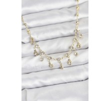 316L Çelik Zincir Gold Renk Zirkon Taşlı Kadın Kolye - TJ-BKO10785