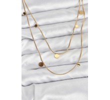 316L Çelik Zincir Gold Renk Pullu Kadın Kolye - TJ-BKO10787
